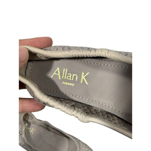 Allan K Minimalist Gray Grey Leather Ballet Flats Womens Size 37 - Picture 4 of 7